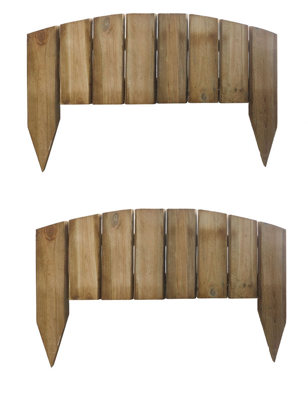 Lawn Wooden Garden Edging Curved Two Pack