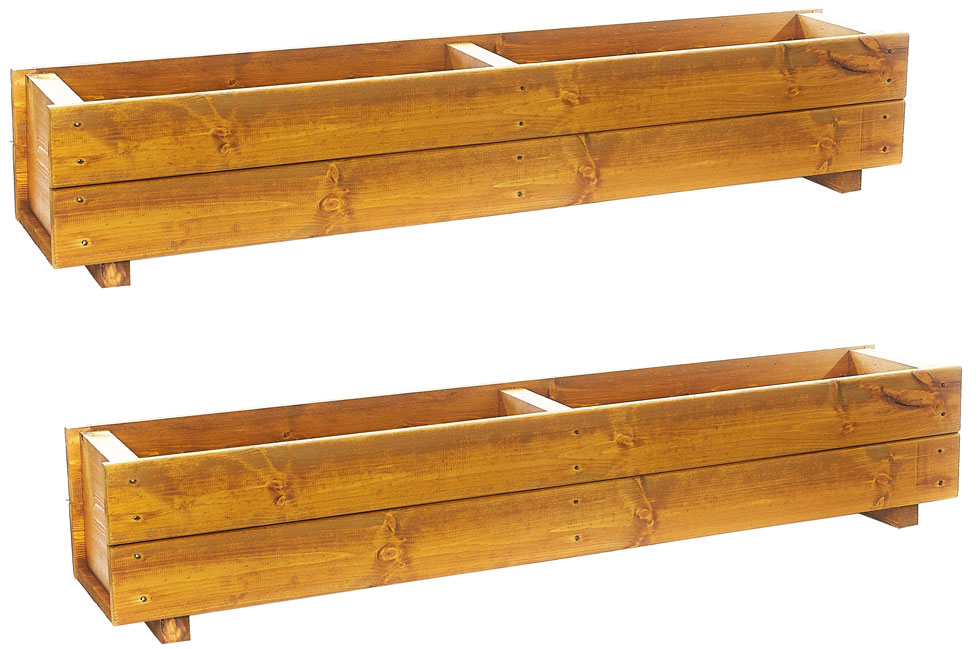 Set of 2 large 120cm Wooden Rectangular Garden Planter Trough