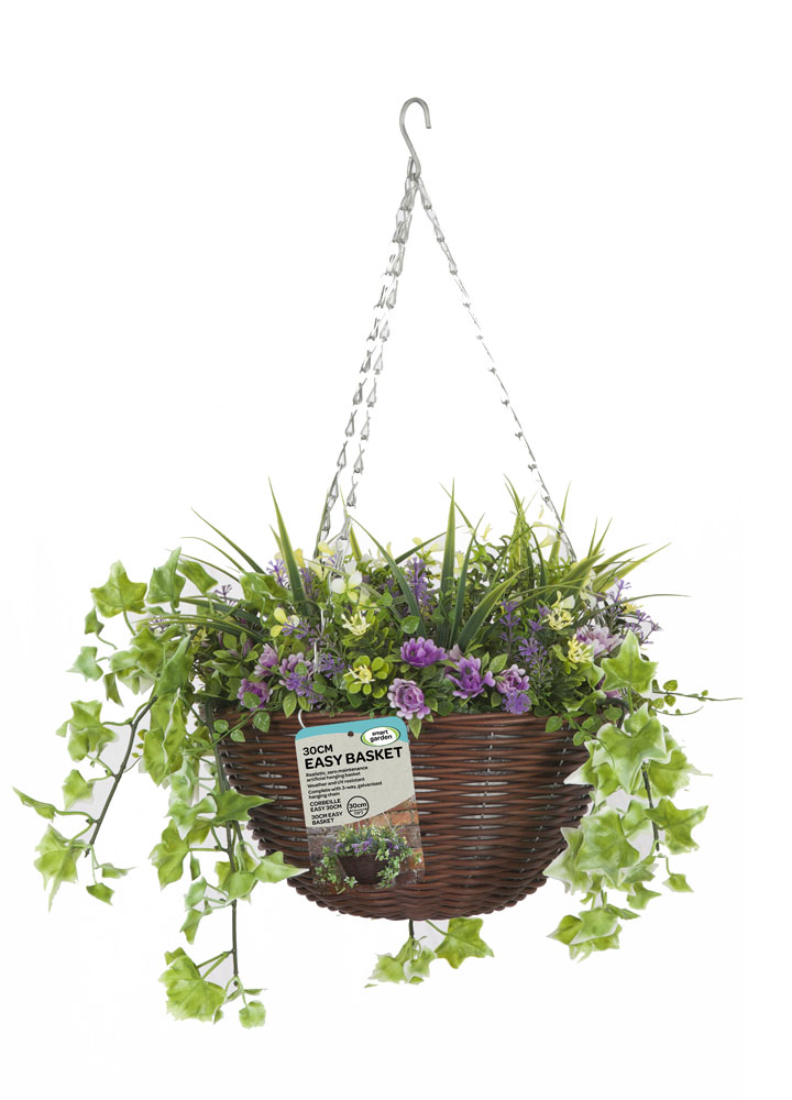 Artificial Hanging Basket & Flowers