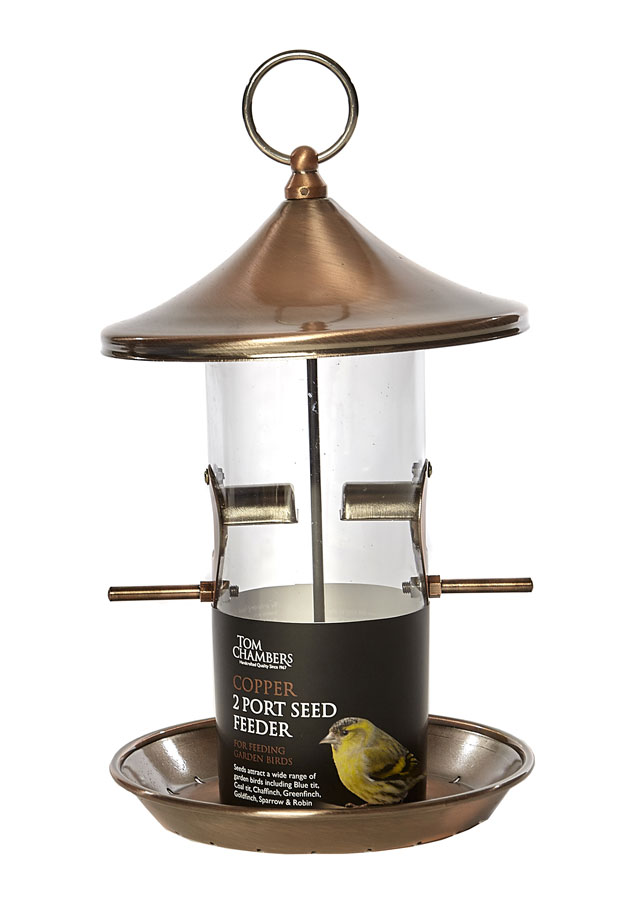 Copper Metal Bird Seed Feeder 2 Port Heavy Duty