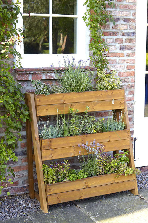 Wooden Stepped Raised Garden Herb Planter