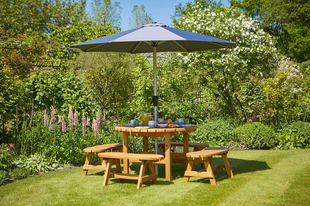 Amble Garden Patio Table and Bench Set