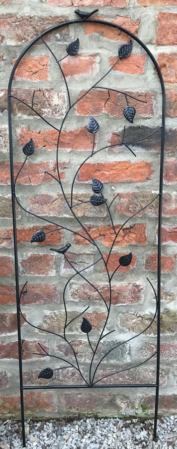  Black Metal Garden Trellis Bird and Leaf Design