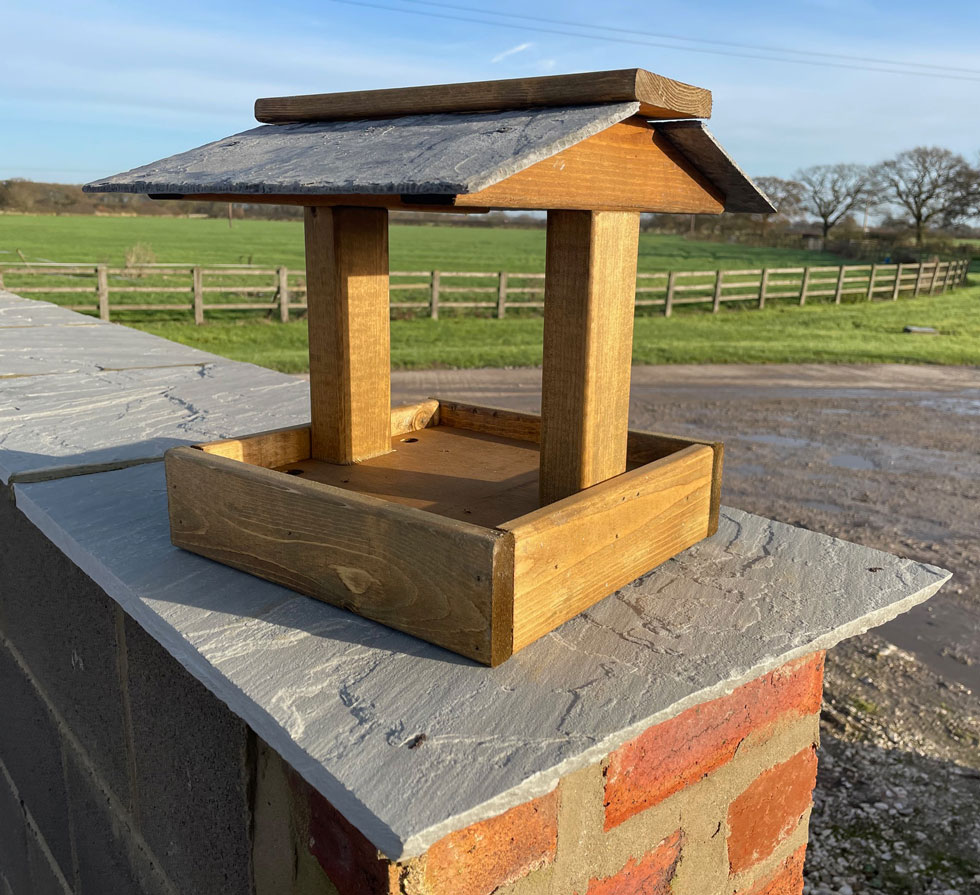Wooden Bird Table Feeding Station Garden Walls Tops or Tree Stump