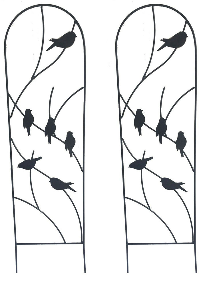 Set of 2 x Bird Metal Garden Trellises