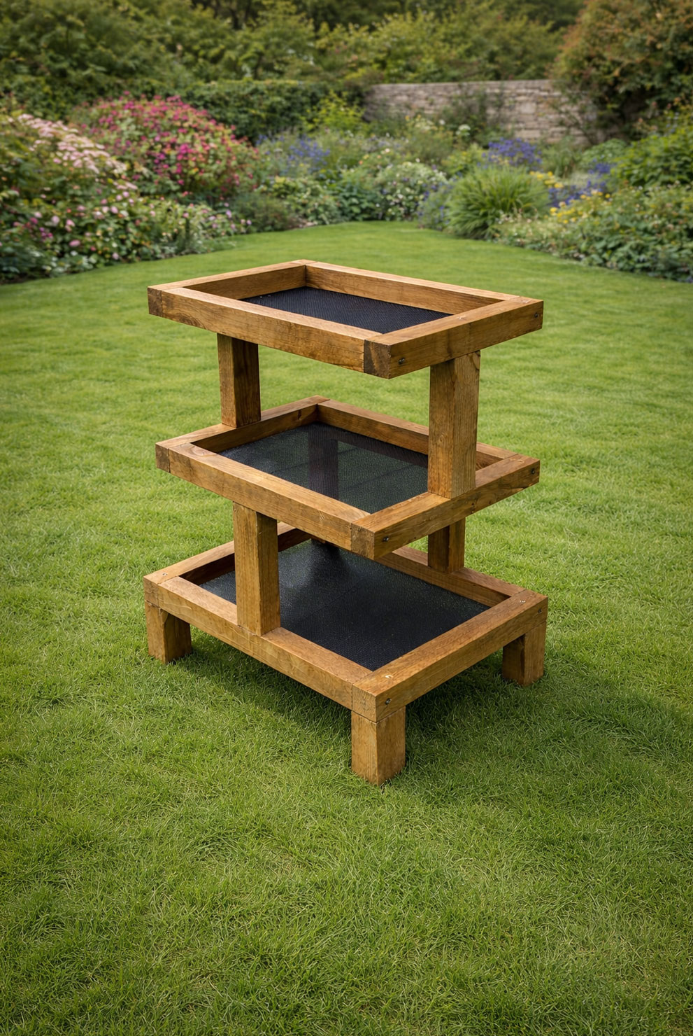 Wild Bird Wooden Ground Feeding Tables 3 Separate Ultra-Fine Mesh Bases Trays