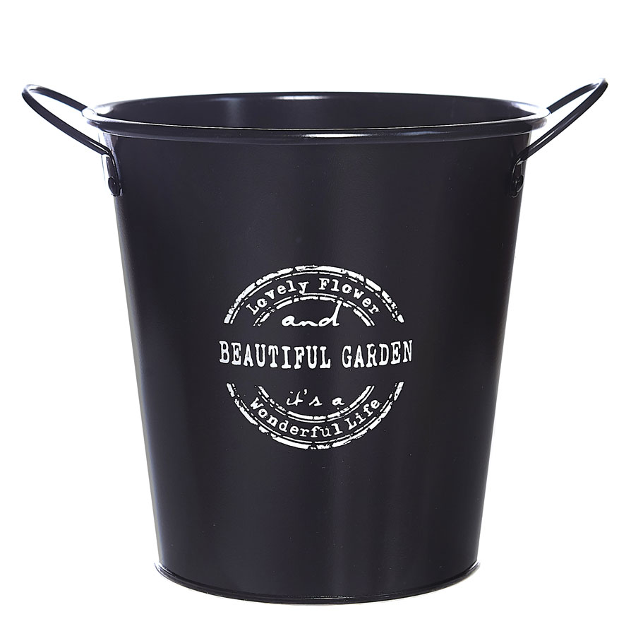 Black Metal Bucket Flower Planter Vase