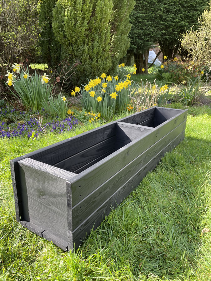 Large Wooden Planter Box Plant Pot Outdoor Black 120cm