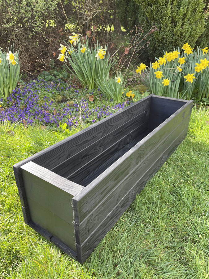 Wooden Planter Box Flower Trough Outdoor Black 90cm