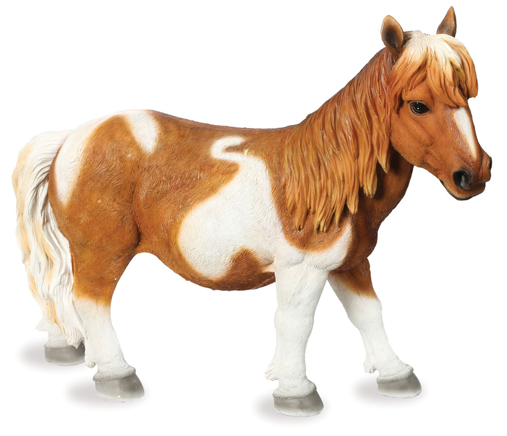 Brown and White Shetland Pony -  Garden Ornament 