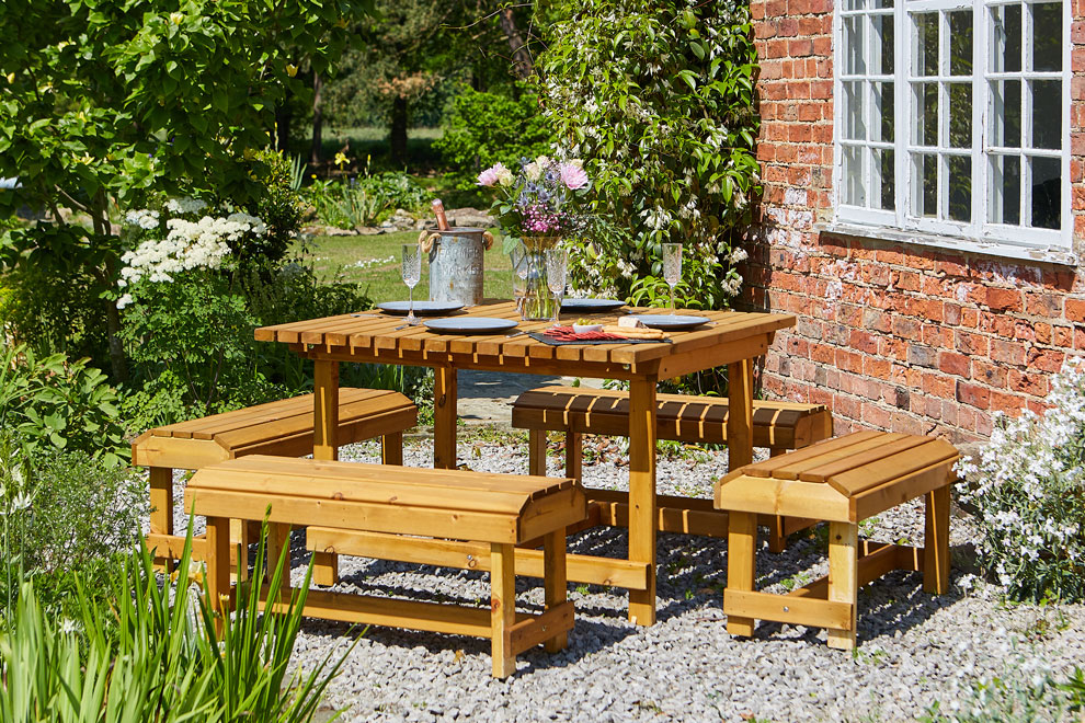 Coxwold Wooden Patio Table & Bench Set