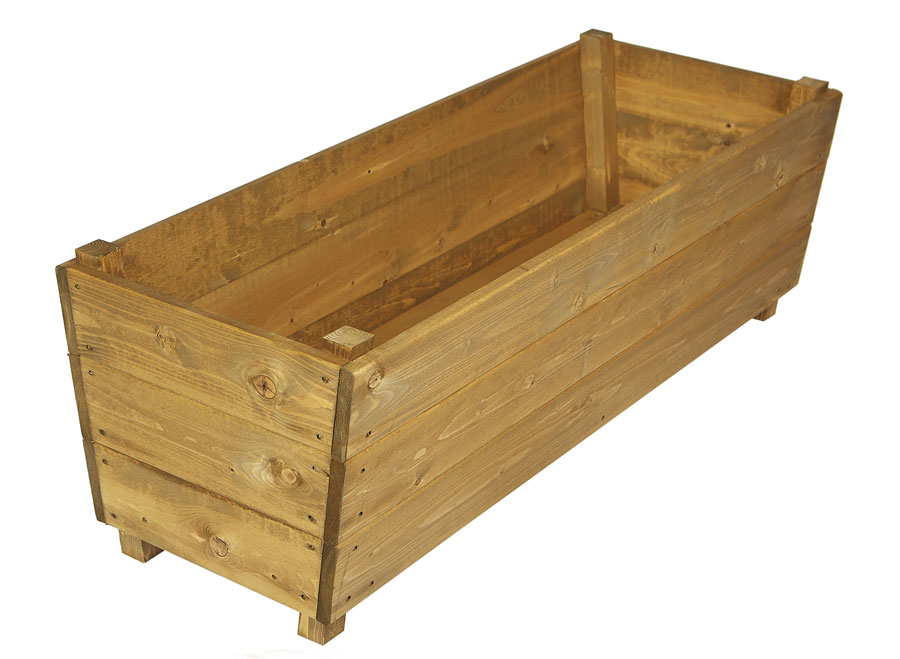 Large Wooden Deep Rectangular Garden Planter Trough