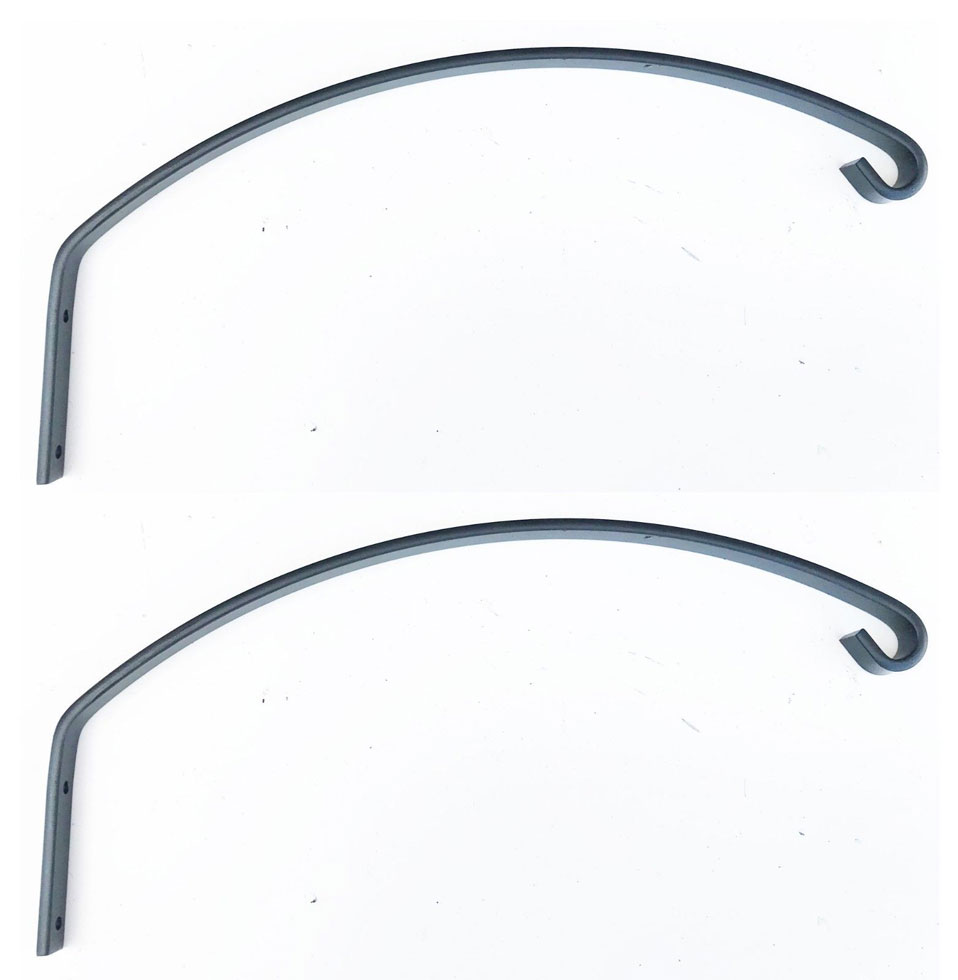 Set of 2 x 34cm Flat Section Metal Black Garden Wall Brackets