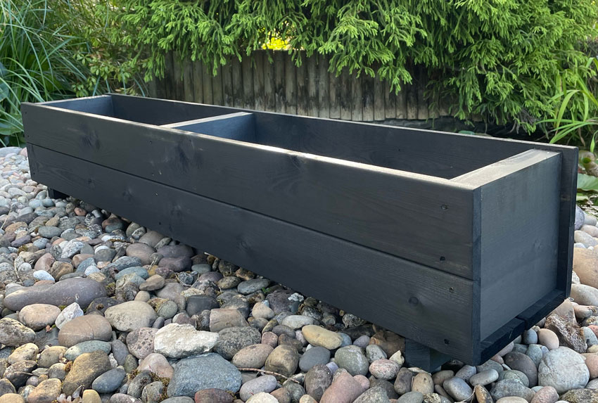 Wooden Planter Garden Outdoor Container Trough Charcoal Black 1.2m