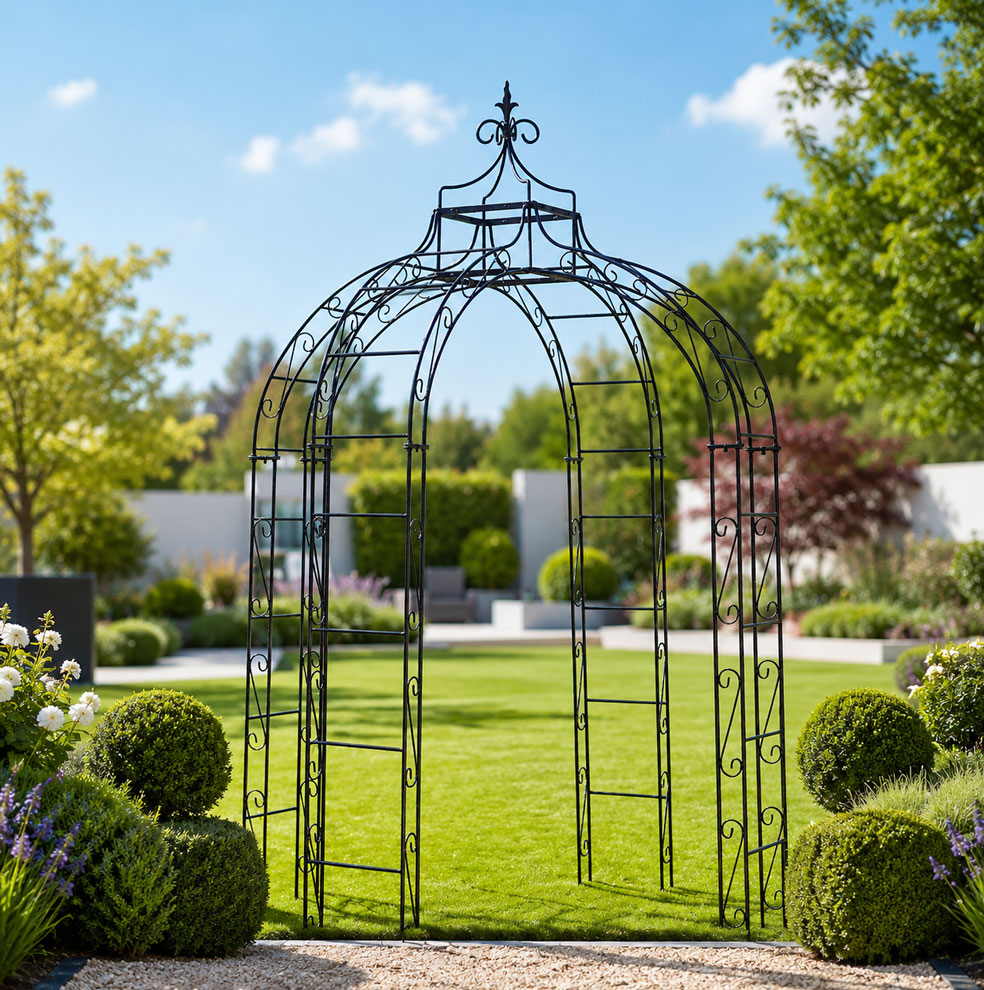 Heavy Duty Boutique Rose Gazebo with Central Tower Metal Garden Arbour