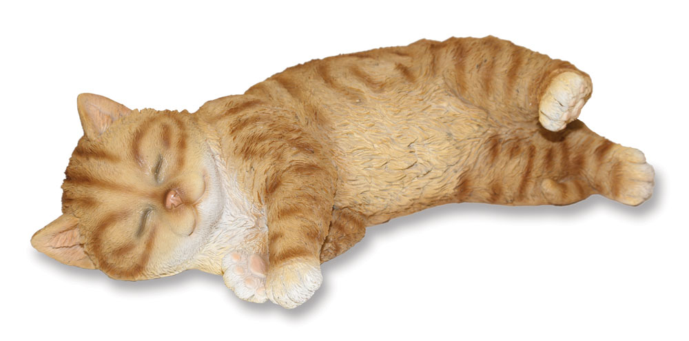 Laying Down Kitten Ginger Cat - Garden Ornament