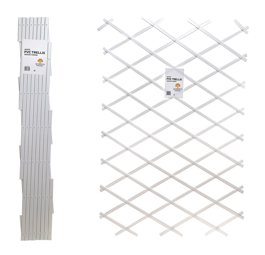 Large Expanding Plastic White Garden Trellis