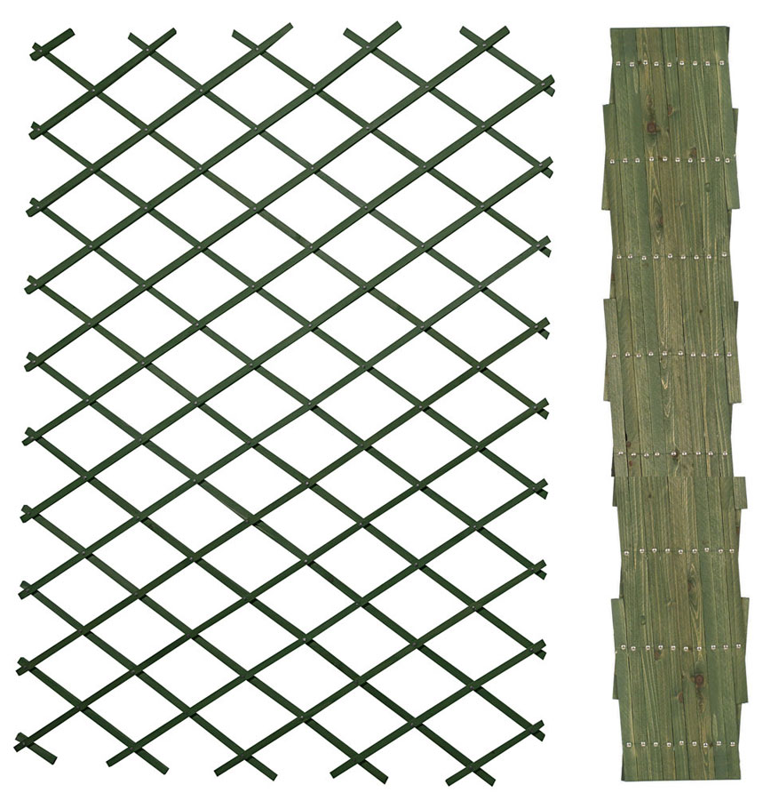 Riveted Diamond Expanding Green Wood Wall Trellis 180cm x 30cm