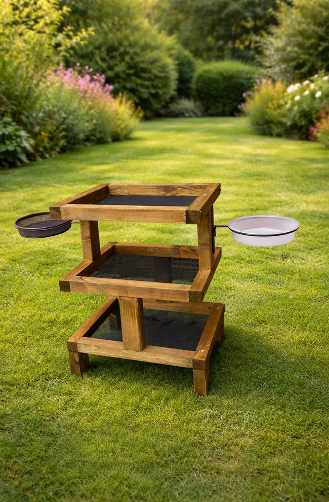 Three Ground Wild Birds Feeding Tables Feeding Station with Water and Mesh Dishes
