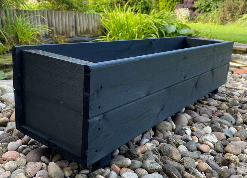 Wooden Planter Garden Outdoor Container Trough Charcoal Black 0.9m