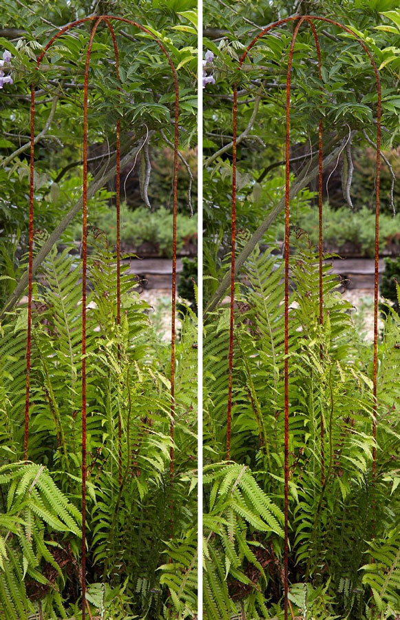 Set of 4 x 120cm Natural Metal Rust U Shaped Support.Hoops