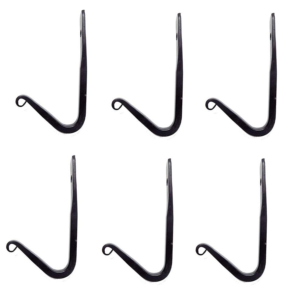 Set of 6 x 10cm Metal Garden Wall Small J Hooks