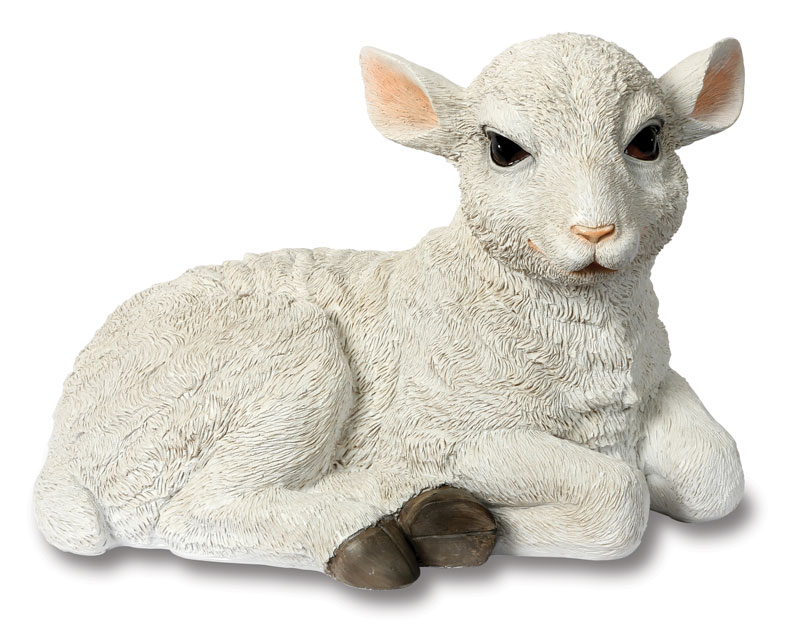 White Laying Large Lamb - Garden Ornament