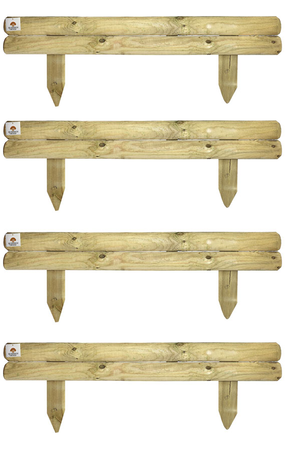 Fixed Log Panel Garden Edging Horizontal Board 14cm 4Pcs