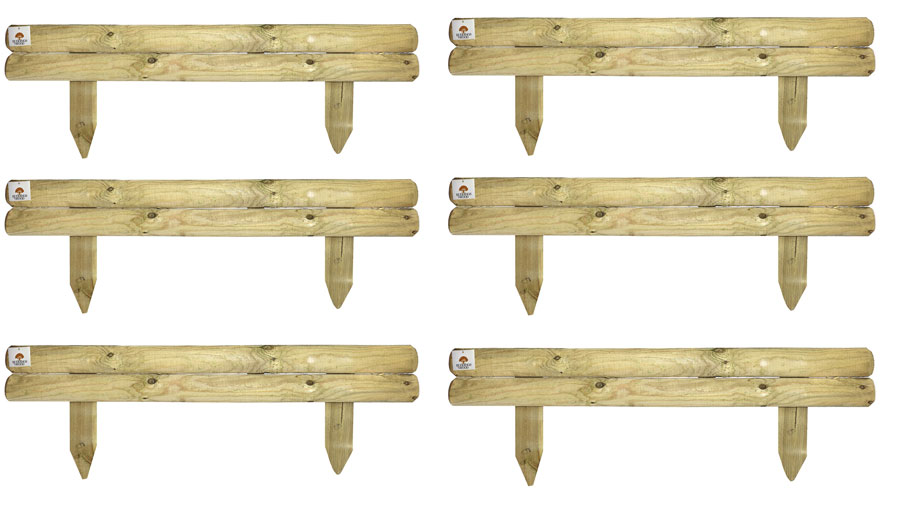 Fixed Log Panel Garden Edging Horizontal Board 14cm 6Pcs