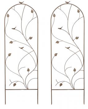 Set of 2 x Bird and Leaf Design Metal Garden Trellis - UK Garden Products