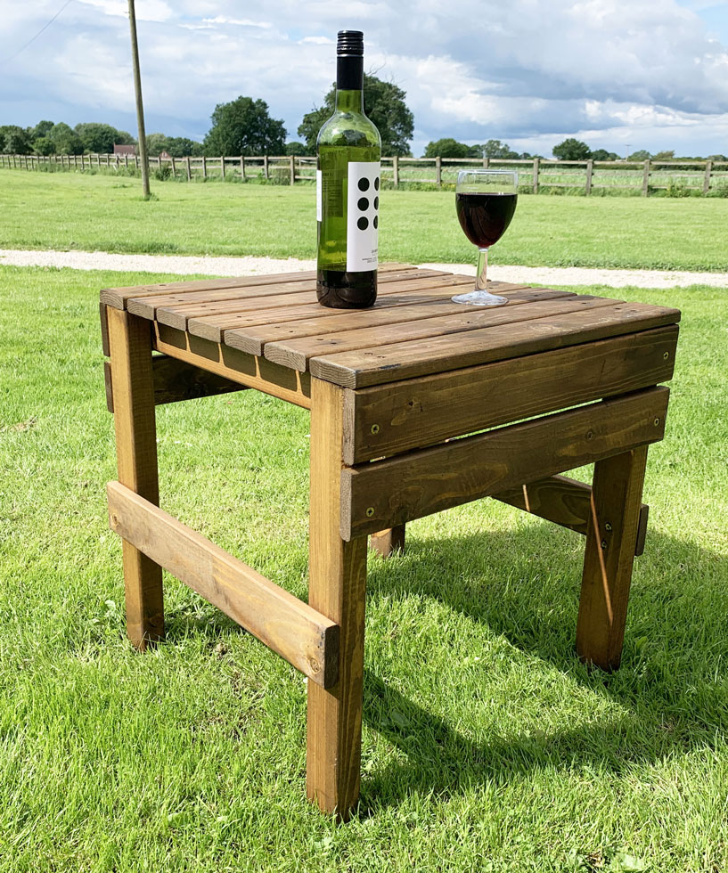 Wooden Outdoor Coffee Drinks Patio Table