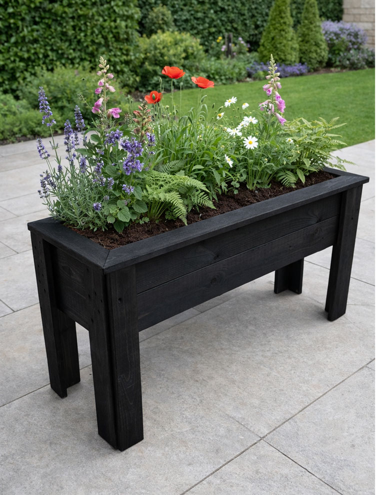 Fully Assembled 90 cm Wooden Raised Planter on Legs Elevated Garden Box