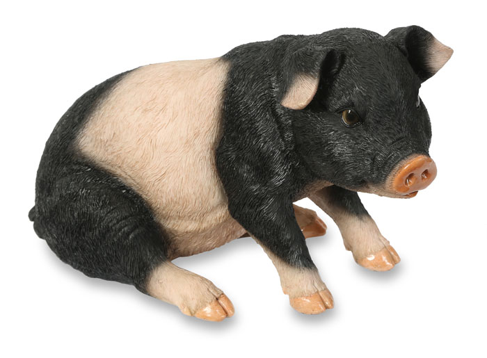 Black & Pink Piglet Figurine Ornament - Pig Animal Statue