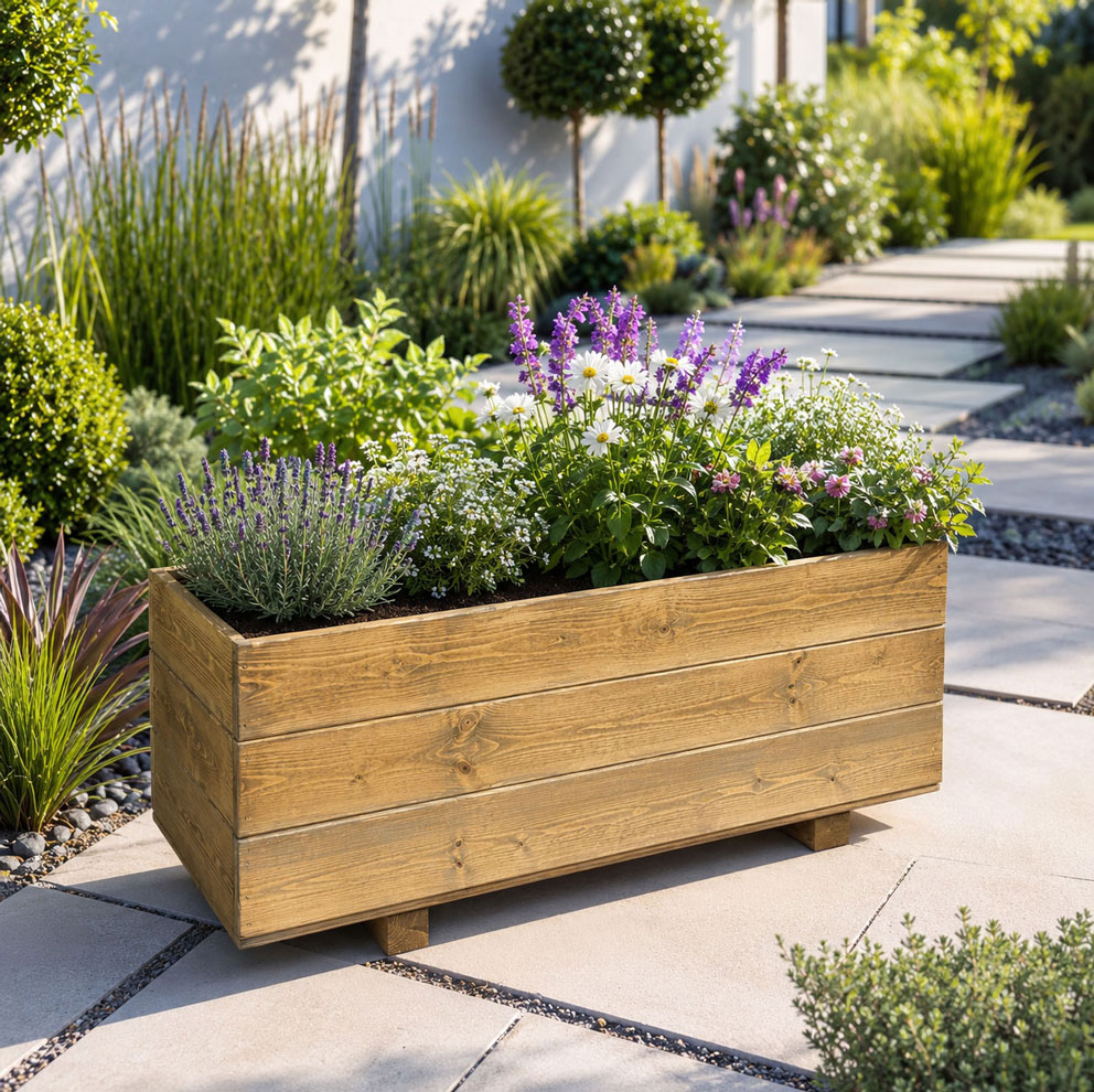 Handmade Wooden Raised Garden Planter Box 100x25x33cm