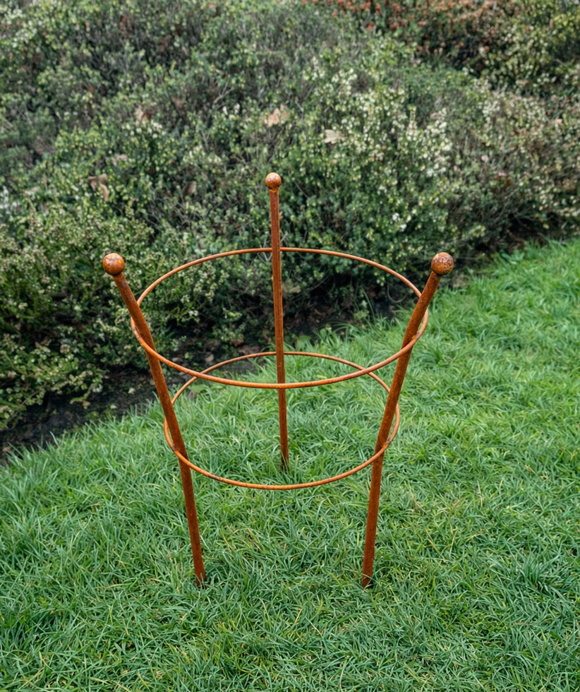 Rustic Small Peony Cage Plant Support Metal Garden Support 42cm high 