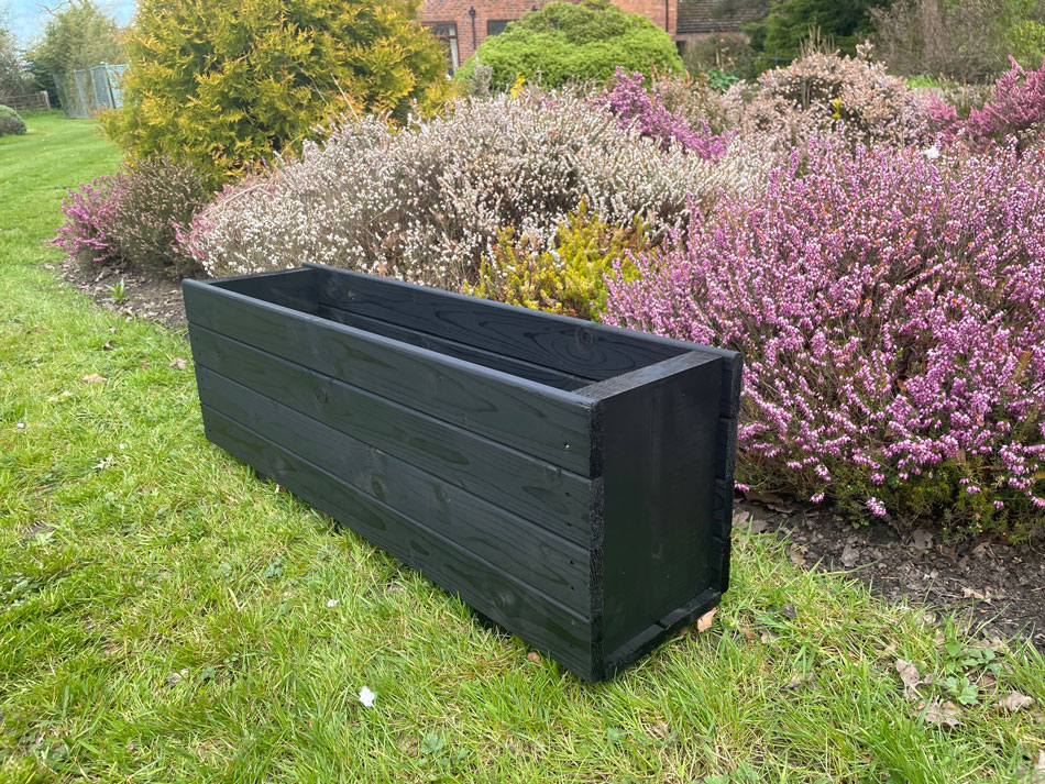 Heavy Duty Wooden Trough Planter Box 0.9m Black