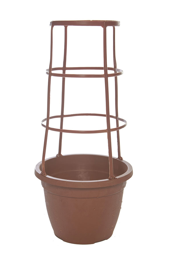 57cm Round Plastic Plant Pot with Obelisk Trellis