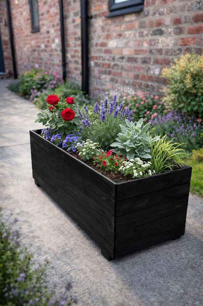 Extra Large Heavy Duty Wooden Vegetable Planter Box Black 