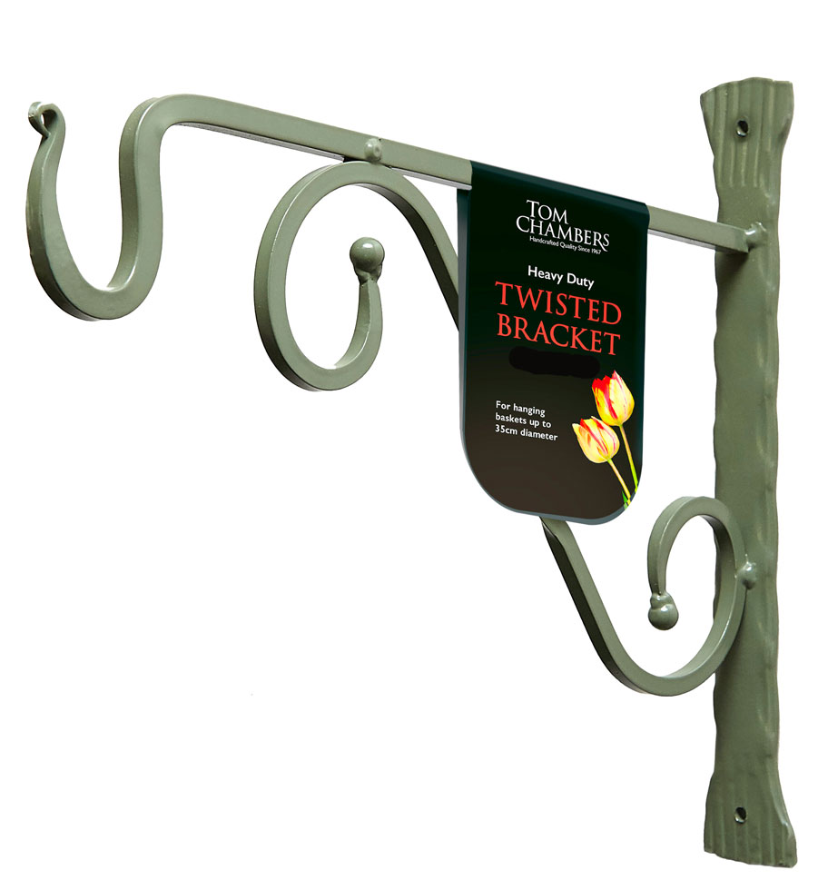 30cm Sage Green Hanging Basket Twist Bracket