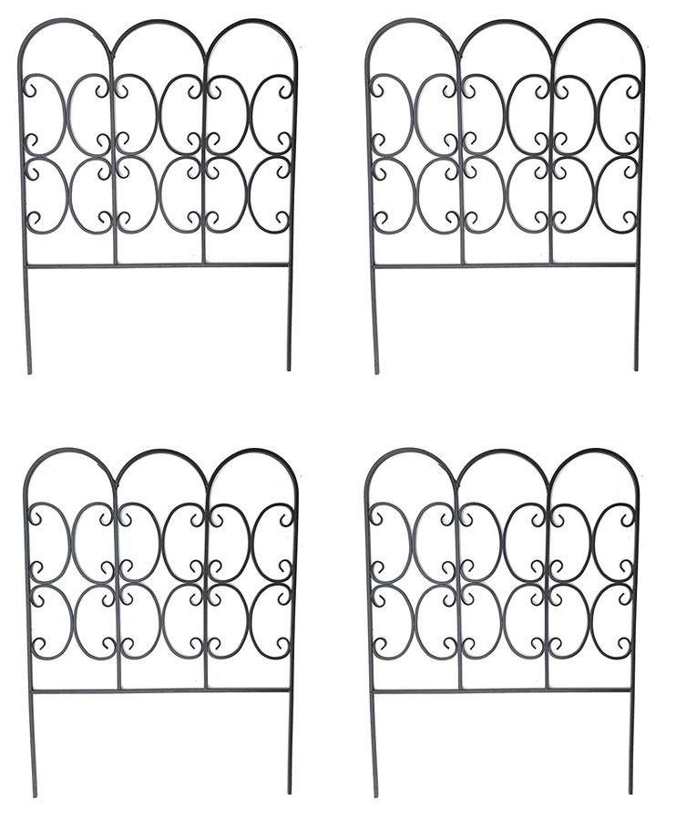 Metal Garden Border Edging Scrolled  Heavy Duty Set of 4