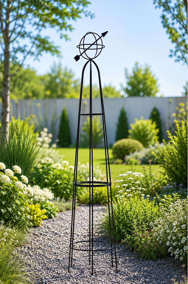 Tom Chambers Decorative Sundial Obelisk Metal Climbing Plant Support