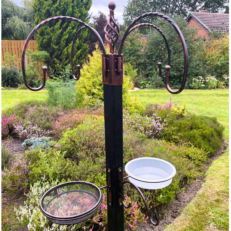 Wooden Sturdy Bird Feeding Station Seed Water Feeders