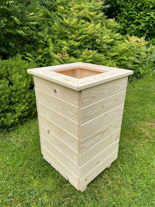 Tall Wooden Patio Planter Natural