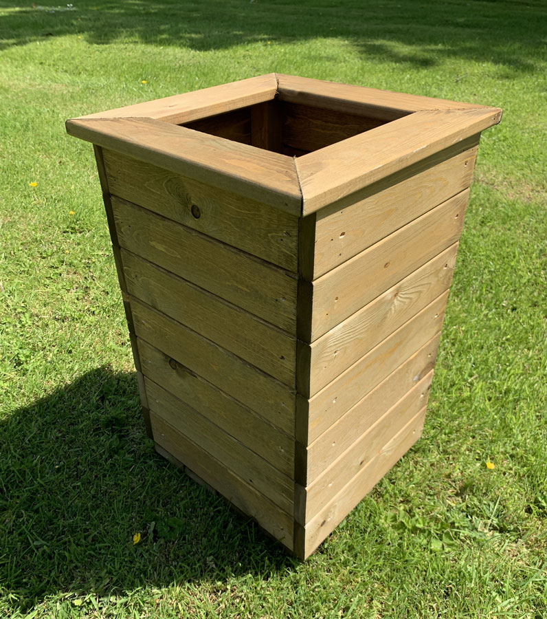 Tall Wooden Outdoor Planter Tan