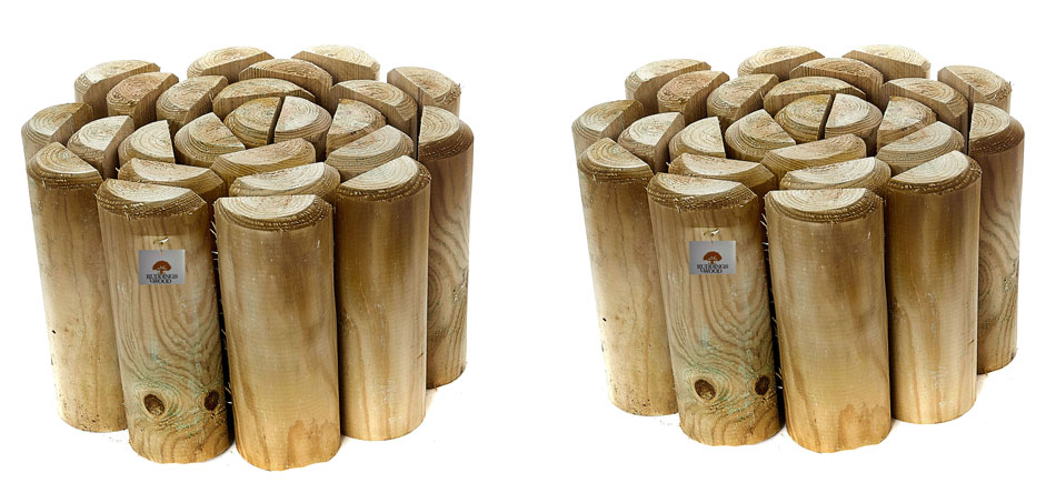 Log roll Wooden Garden Edging 15cm High Set of 2