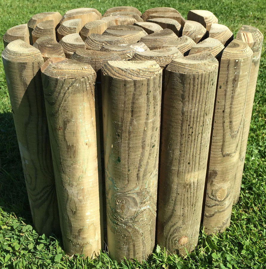 225mm Log Rolls Wood Border Path Edging Wooden Garden Lawn Edge 9" High 8Pcs 