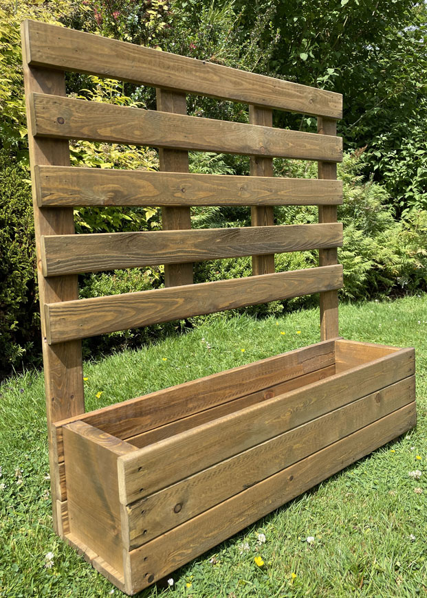 Arran Garden Planter Box with Trellis Screen Wooden  Large