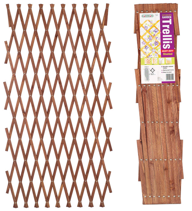 Riveted Garden Trellis - 1.8m x 0.6m Expanding Trellis - Tan