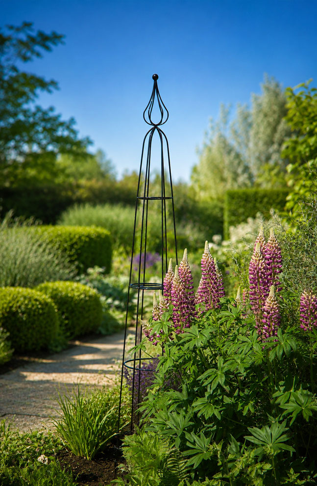 Extra Tall 250cm Steel Garden Obelisk Plant Support with Decorative Finial