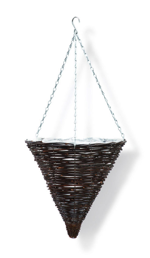 35cm Willow Rattan Cone Hanging Basket